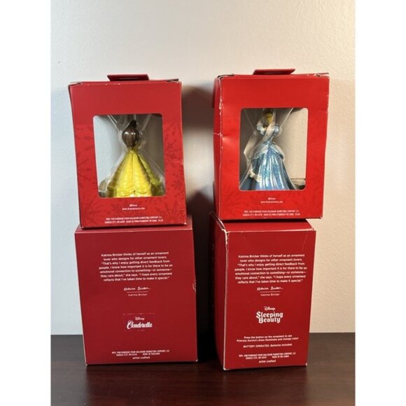 Set Of 4 Hallmark 2020 2 Cinderella & 2 Belle Disney Princess Ornaments LIKE NEW - Picture 8 of 11